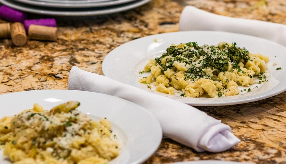 Two pasta dishes on the table