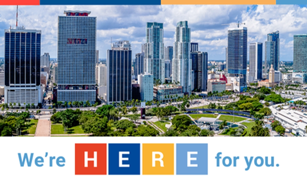 Panoramic image of some buildings with the text that says 